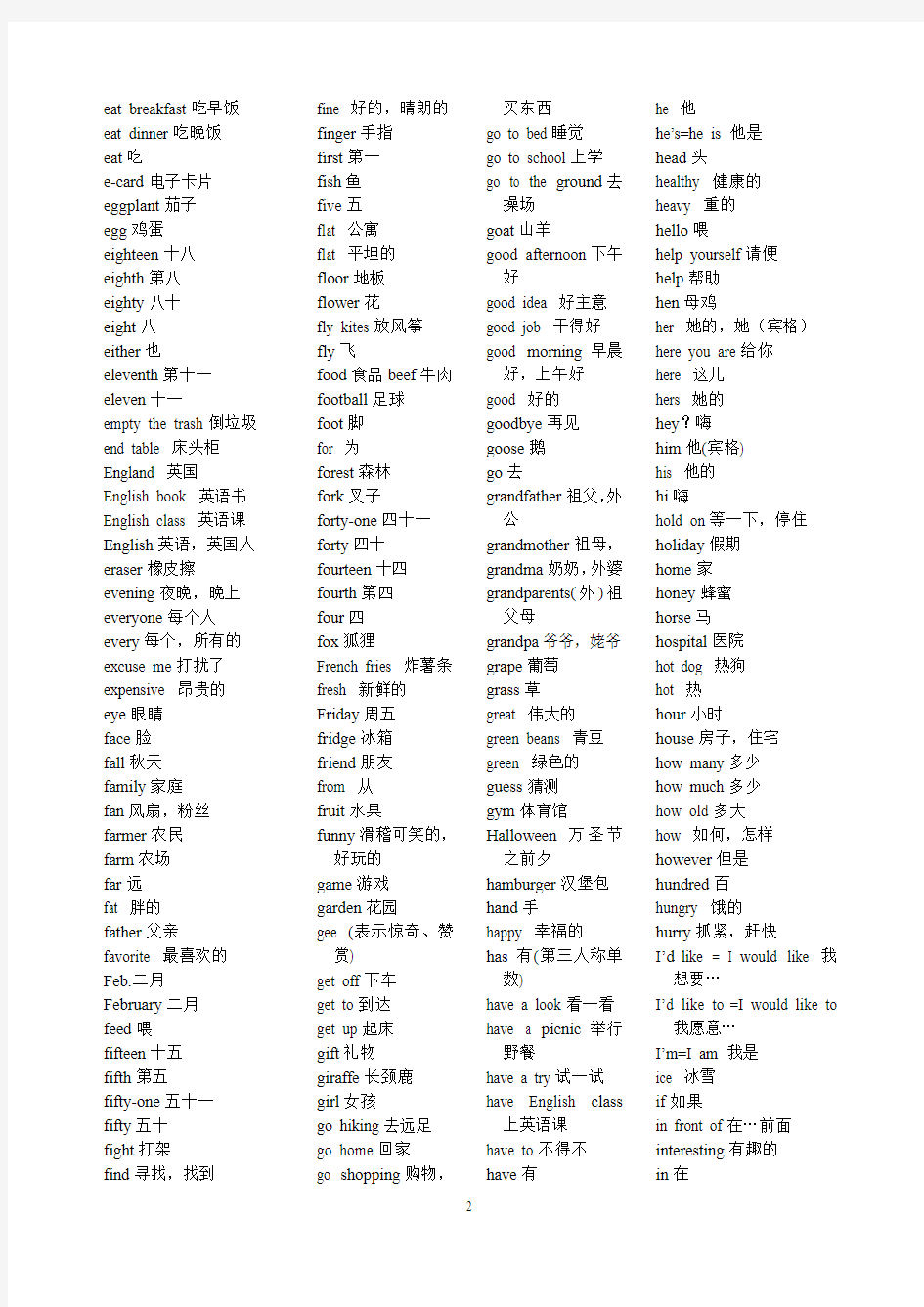 牛津版小学六年级英语词汇表(排序)