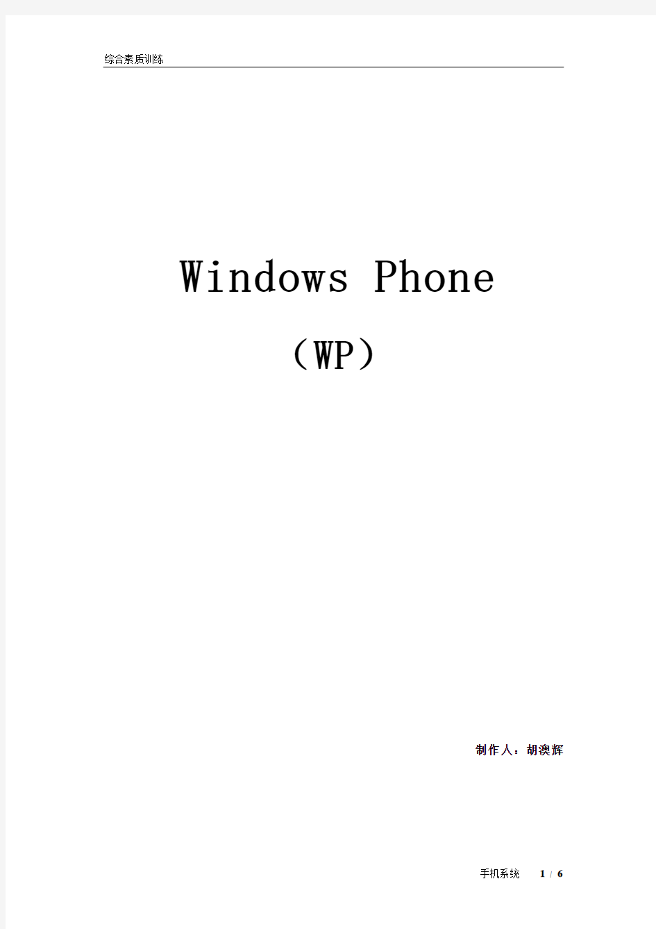 Windows phone系统简介