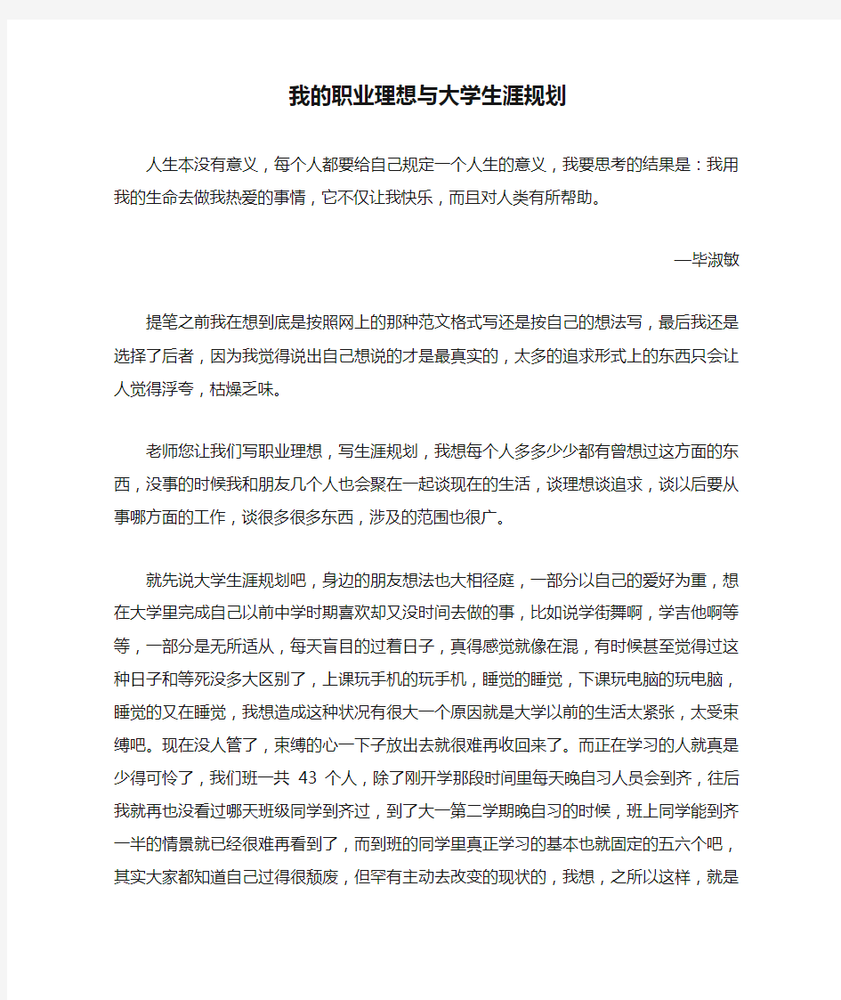 我的职业理想与大学生涯规划