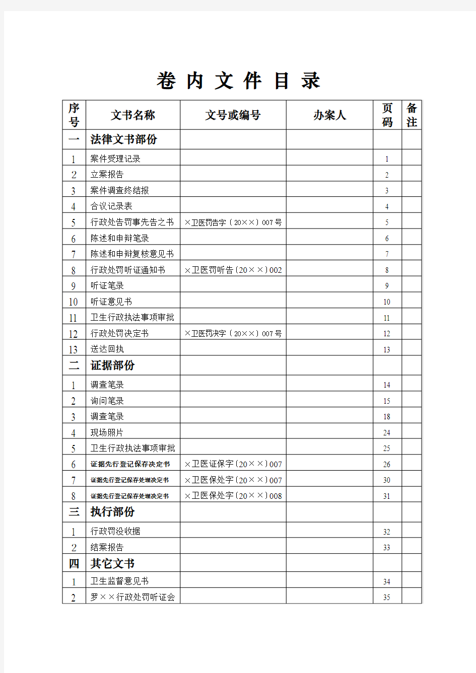 2012版卫生行政处罚案件示例(一般啊+听证)