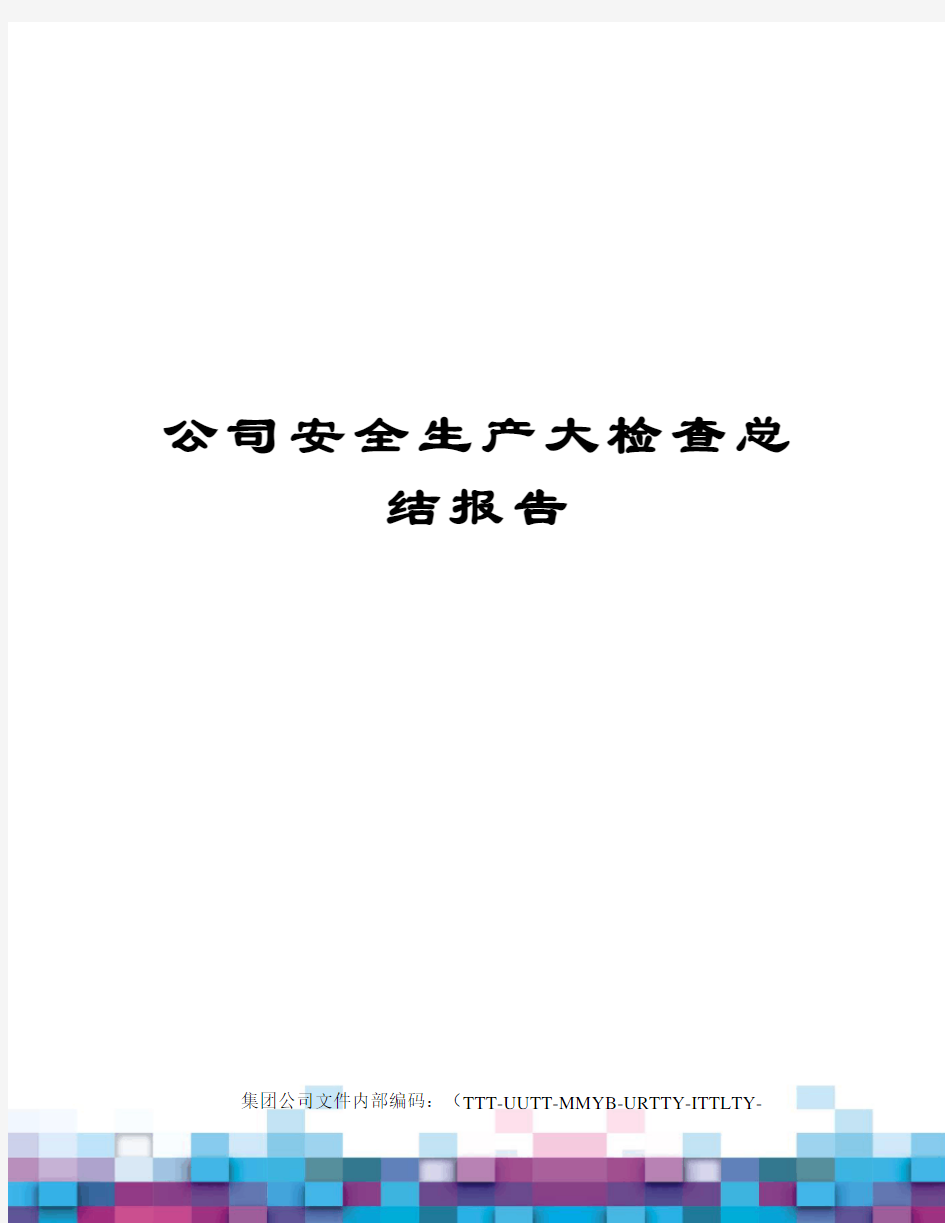 公司安全生产大检查总结报告