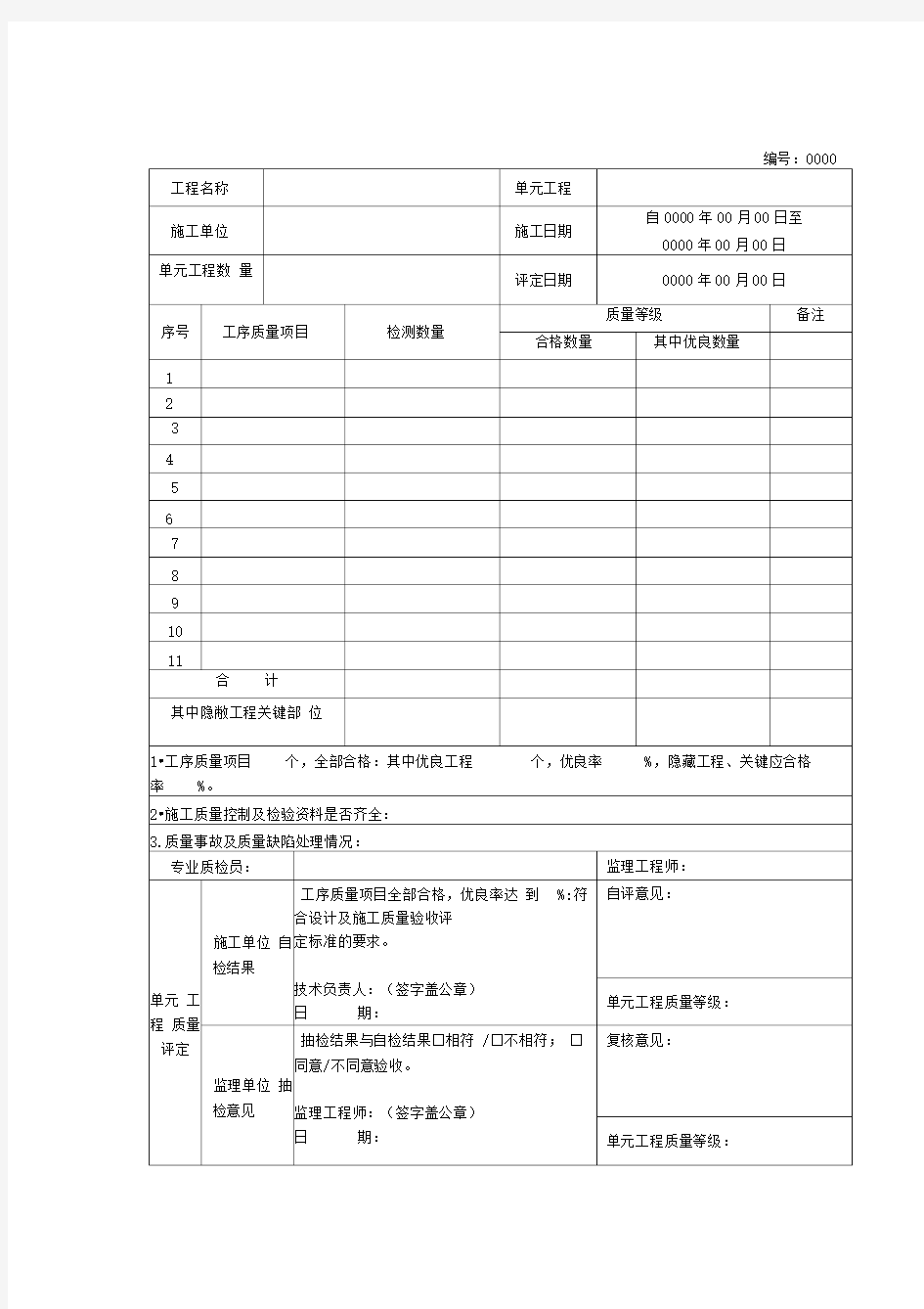 土地整治工程质量检验与评定规程word版质量评定表(黄陵