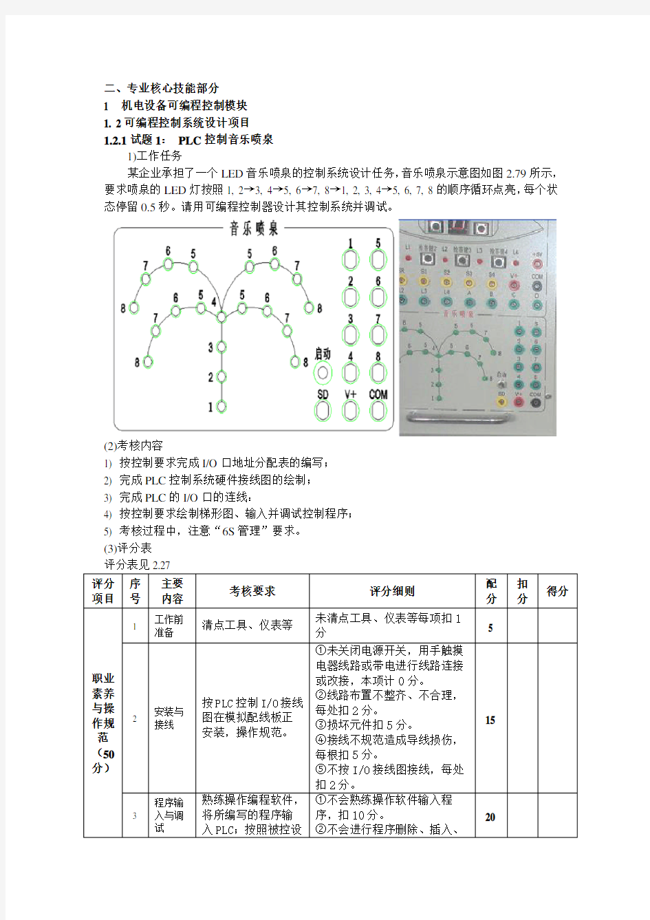 PLC设计技能考核试题(含答案) 2