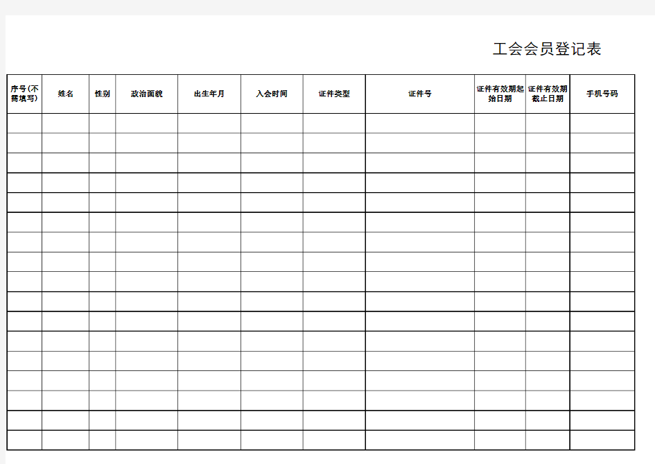 工会会员信息登记表