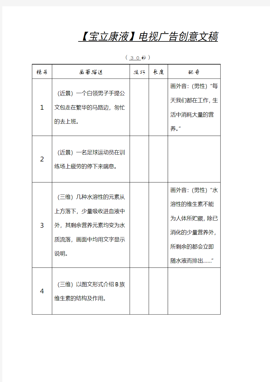 电视广告创意文稿