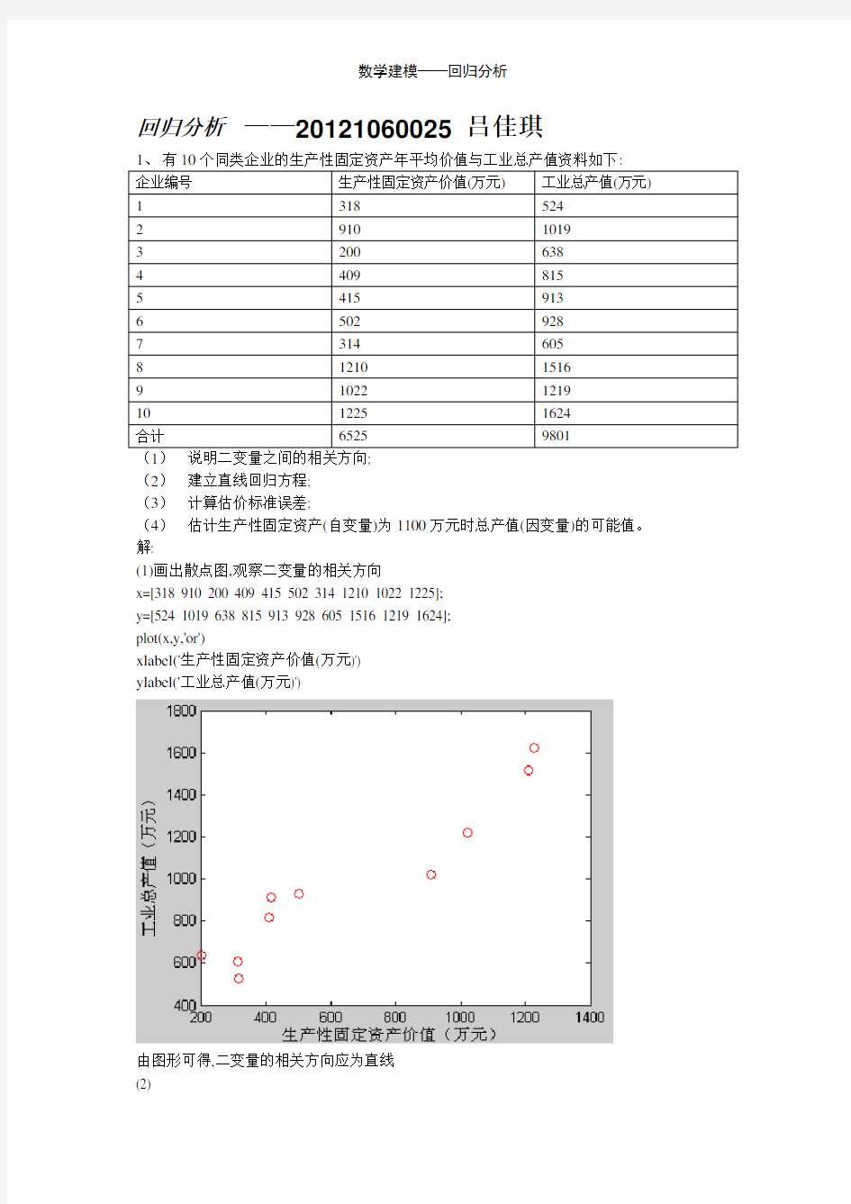 数学建模——回归分析