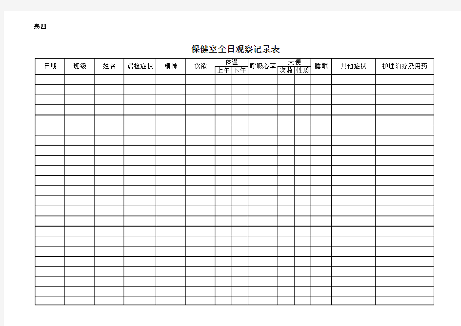 幼儿园保健室全日观察记录表