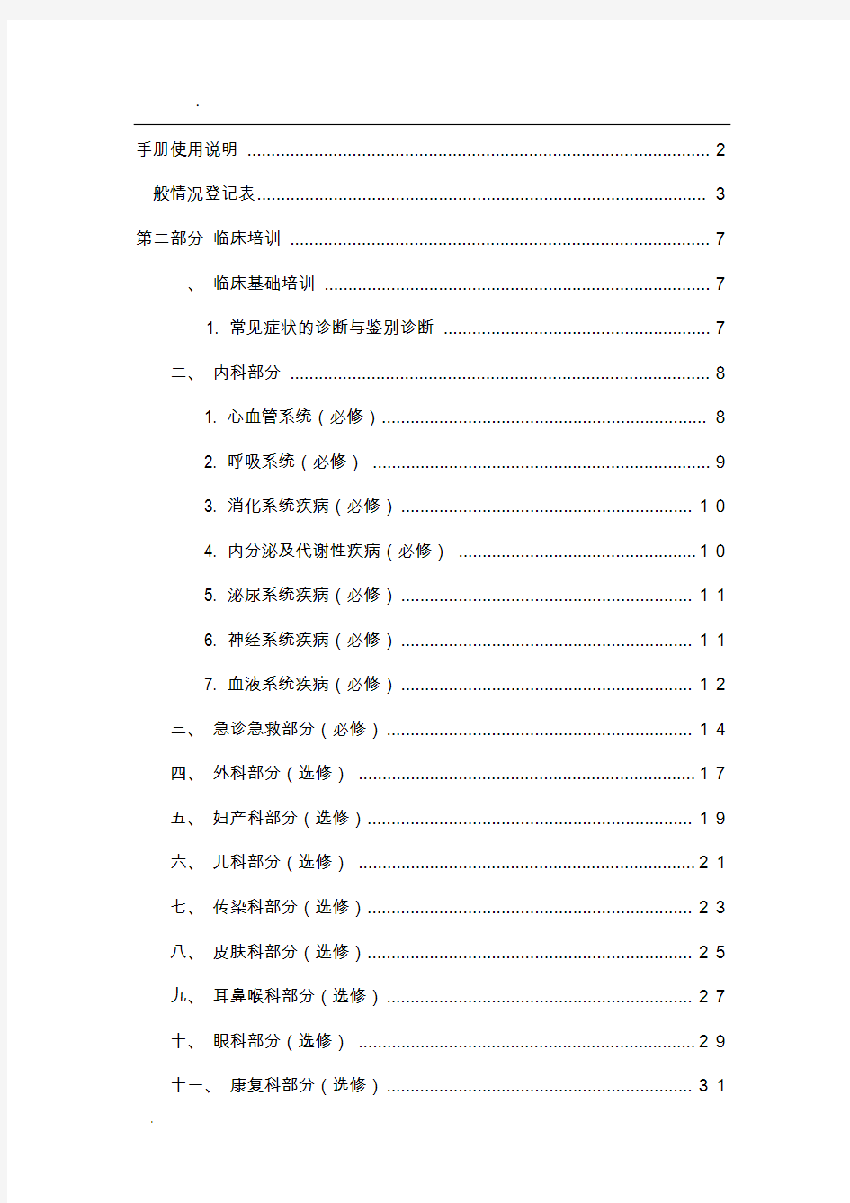 全科医师转岗培训手册