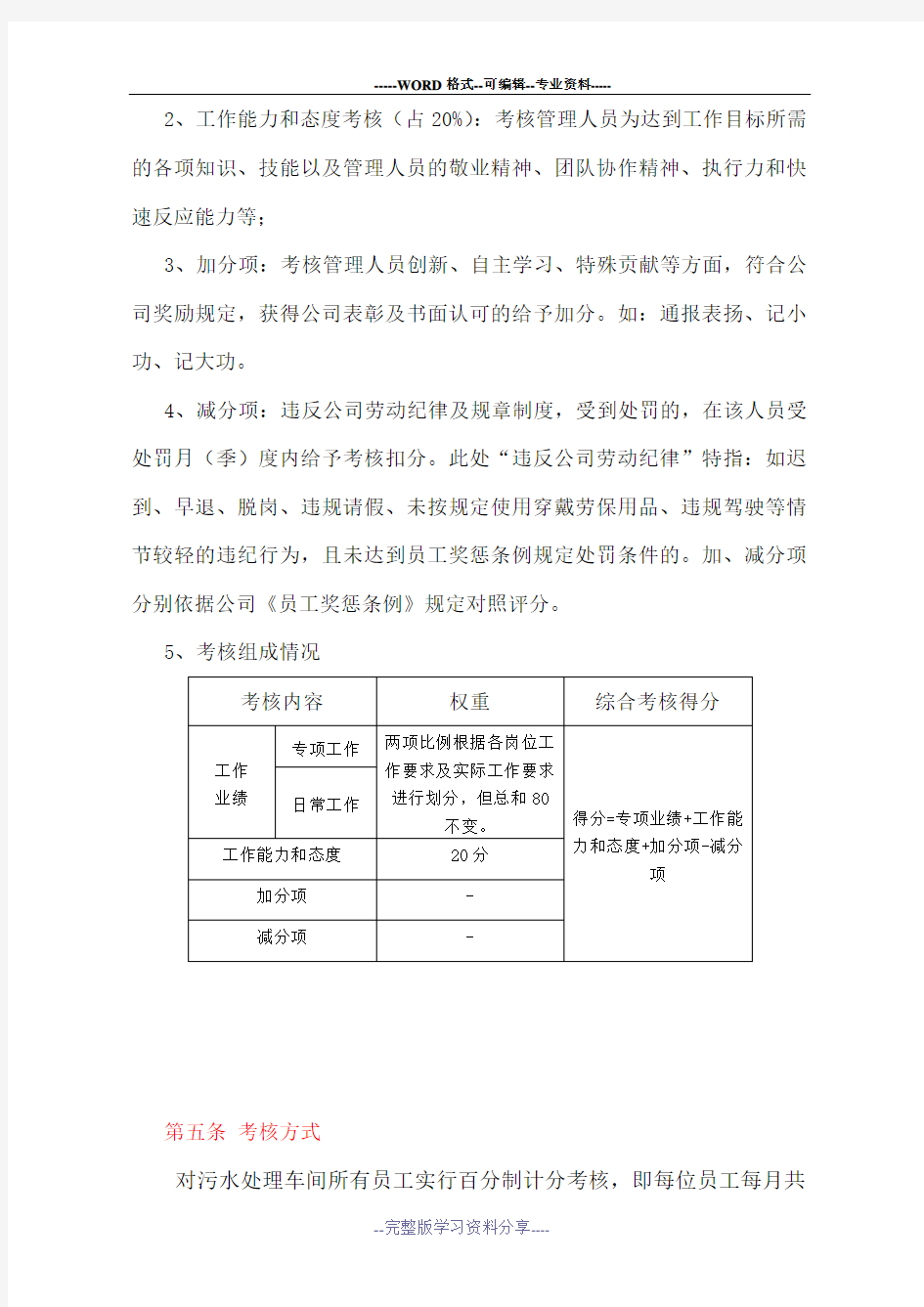 员工绩效考核实施细则