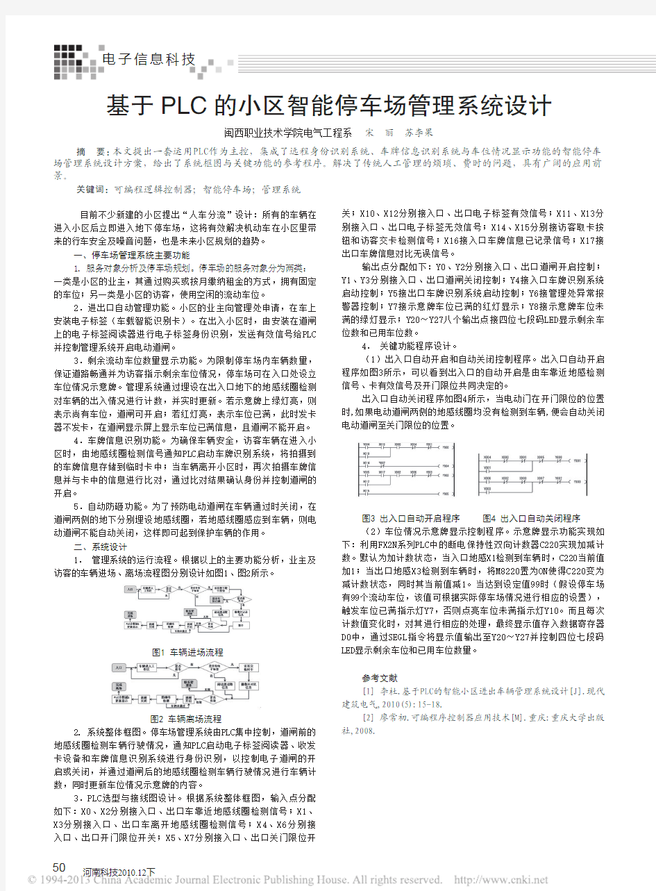 _基于PLC的小区智能停车场管理系统设计