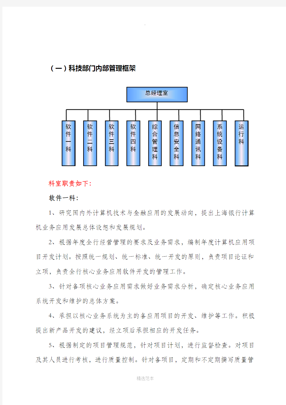 IT部门组织机构图及岗位职责描述