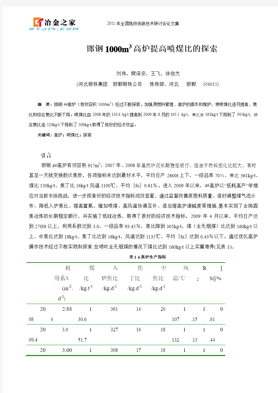 我国高炉喷煤技术的现状及发展趋势