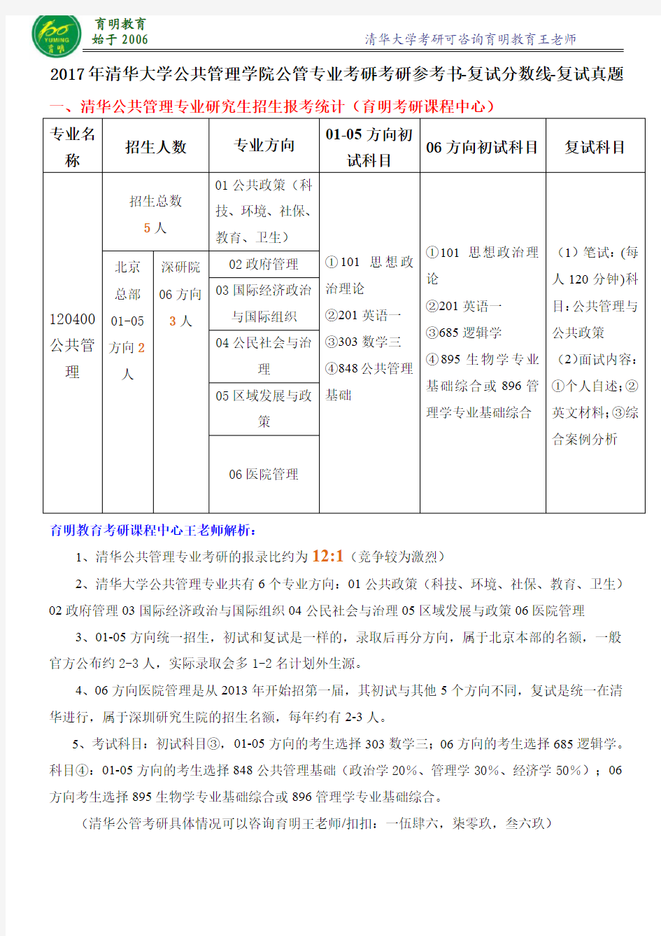 2017年清华大学公共管理学院考研-考研参考书-复试分数线-复试真题