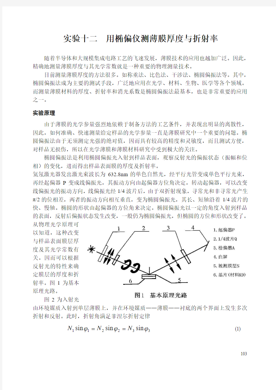 用椭偏仪测薄膜厚度与折射率