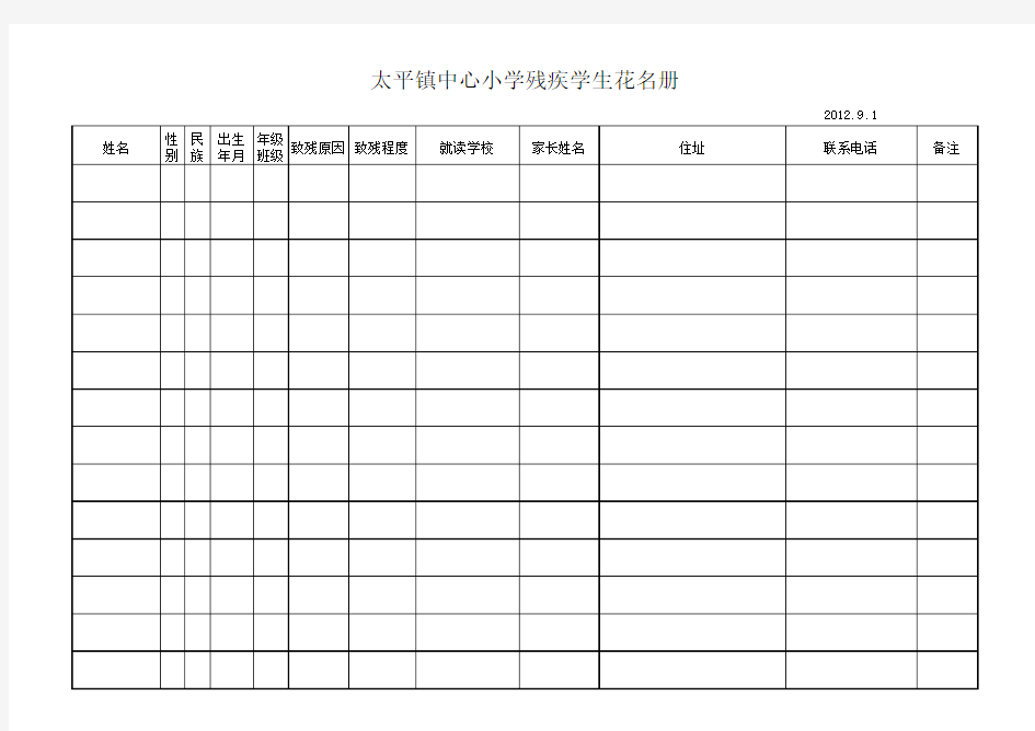 太平镇中心小学残疾学生花名册