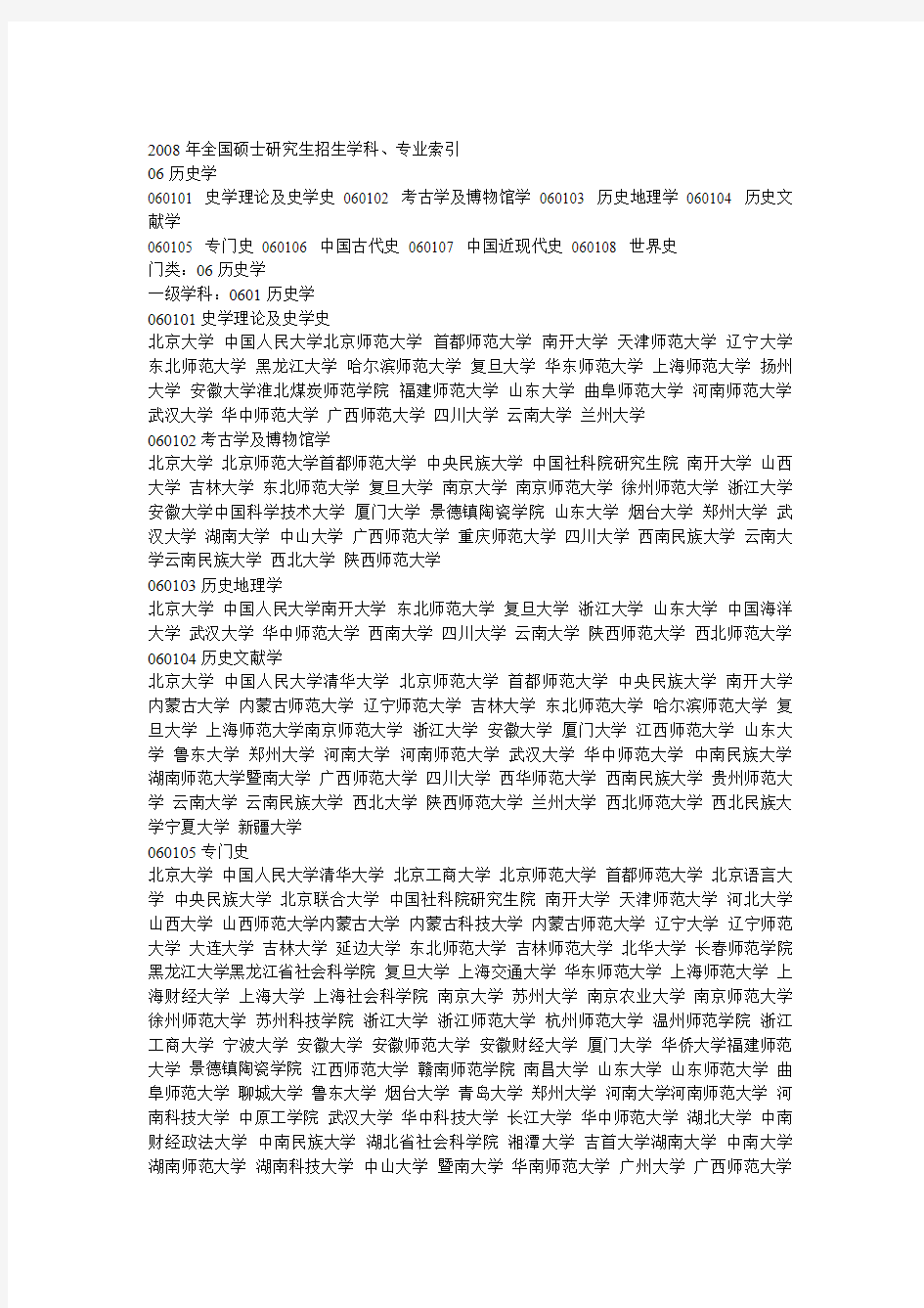 考研历史学专业方向及招生院校