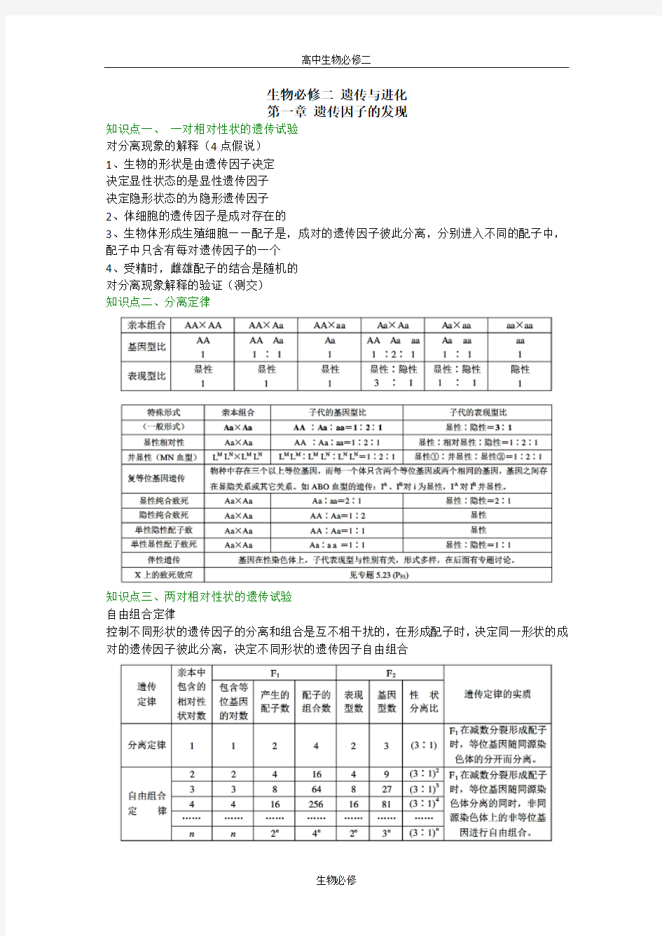 人教版教学教案生物必修2 遗传与进化教师教案