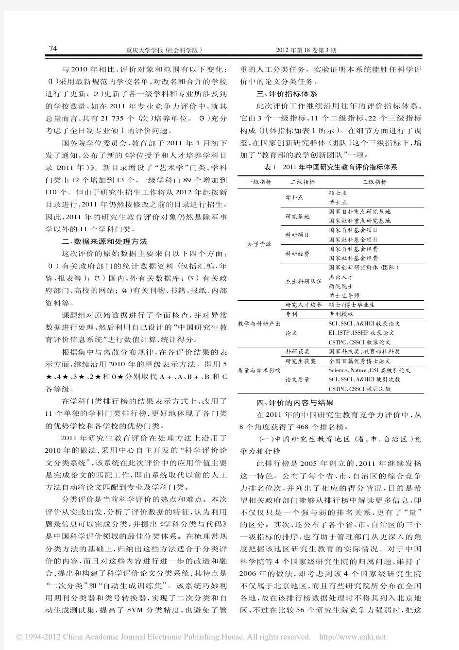 中国研究生教育及学科专业评价报告_2011_2012_