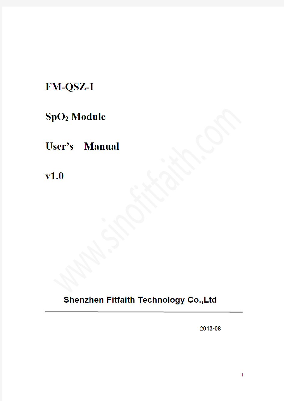 FM-QSZ-I  SpO2  Module  User's Manual  v1.0