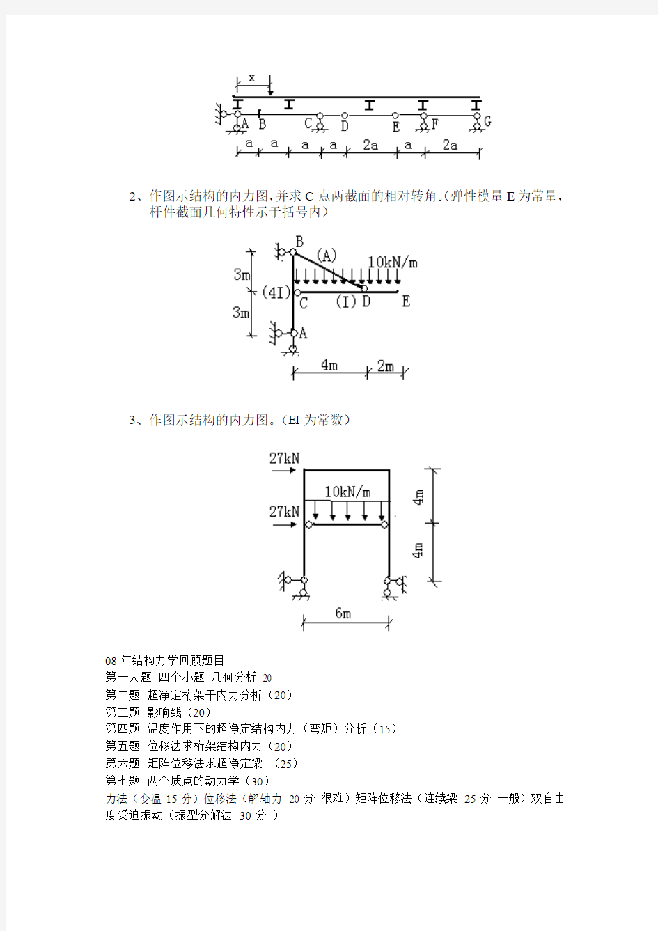 东南大学结构力学试卷2002