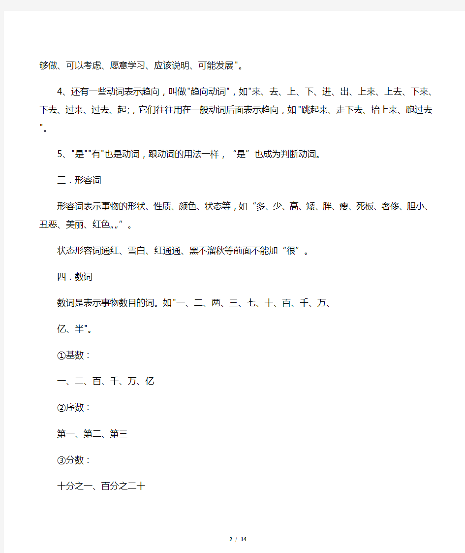 现代汉语词类及句子成分划分