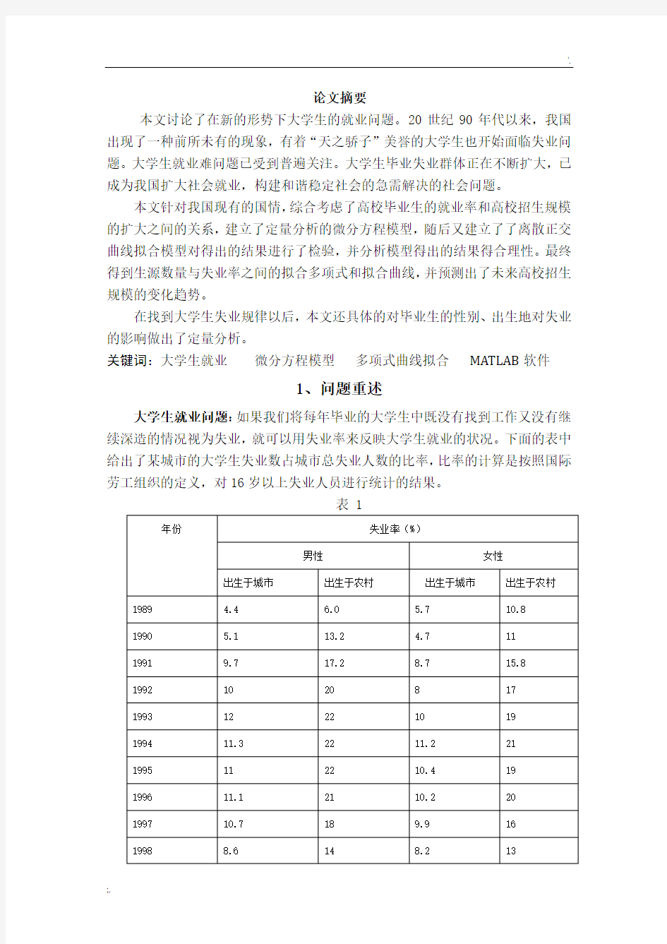 数学建模-大学生就业问题