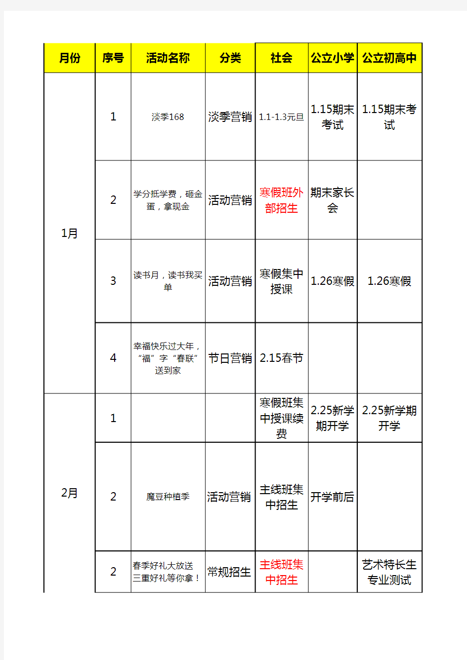 全年招生活动计划 