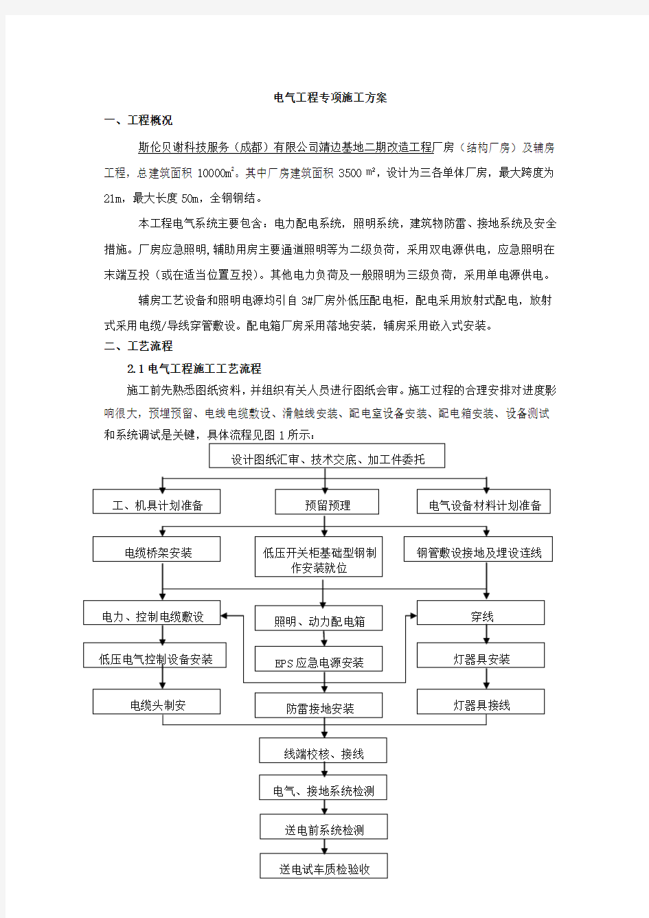 电气专项施工设计方案(厂房)