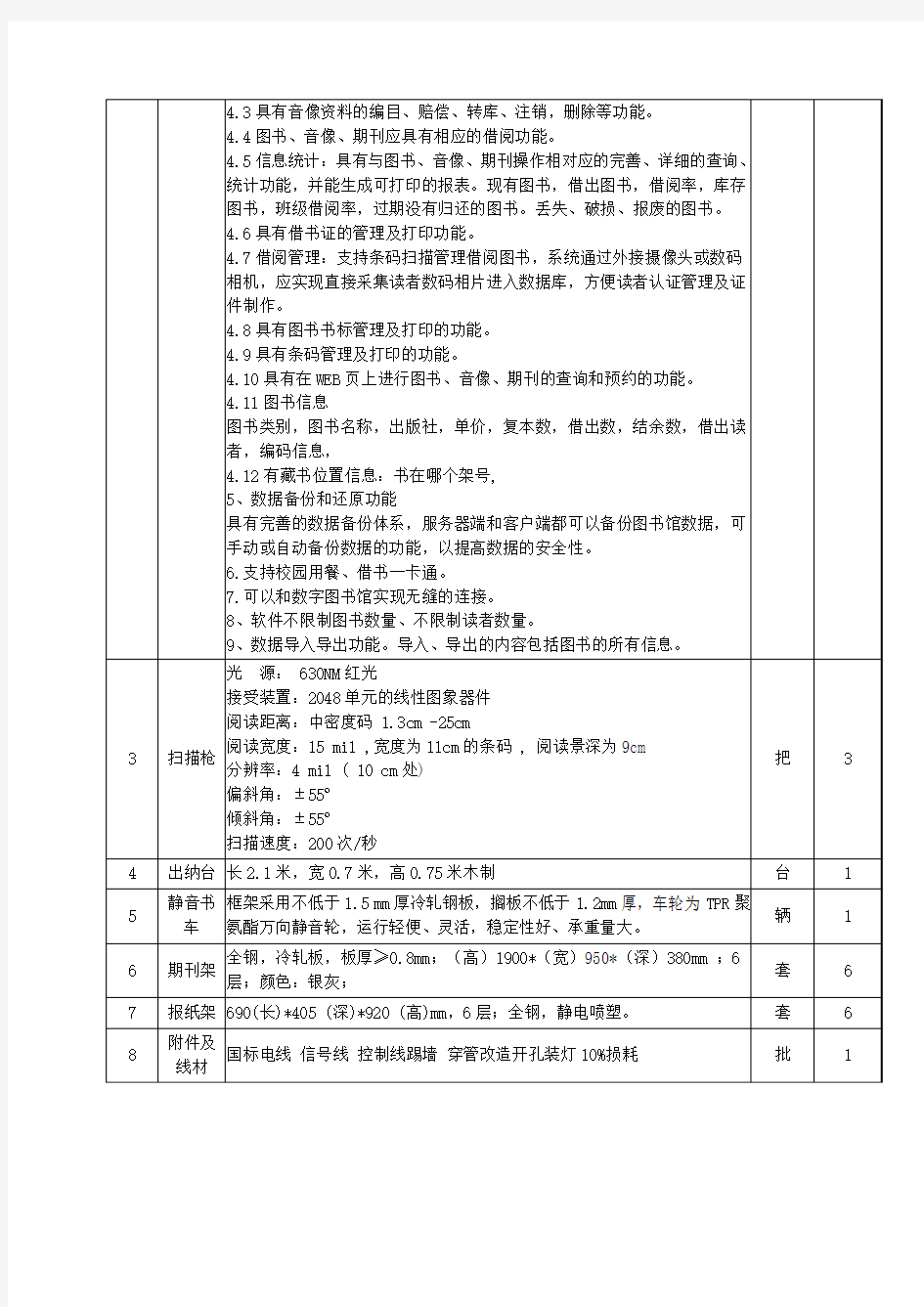 图书及图书管理系统采购清单