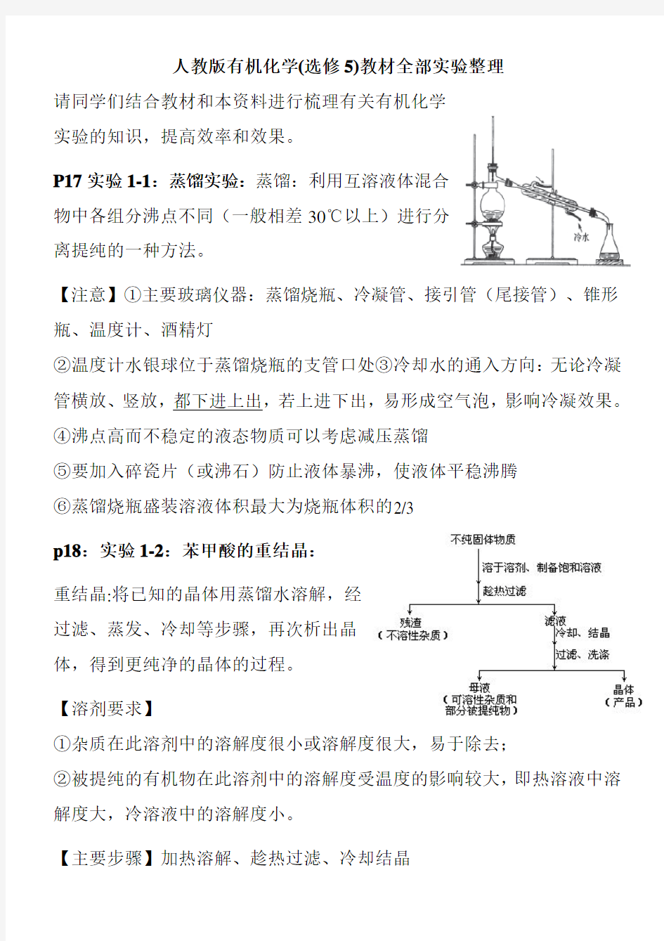 化学选修5全部实验整理