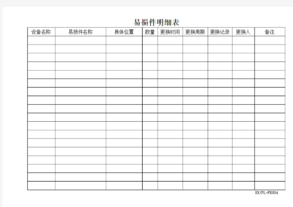 易损件明细表