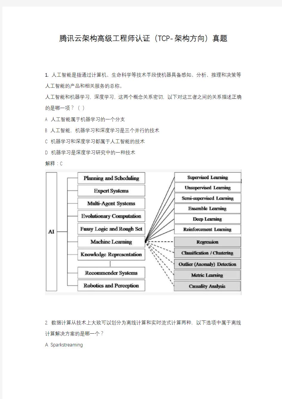 腾讯云架构高级工程师认证(TCP-架构方向)真题