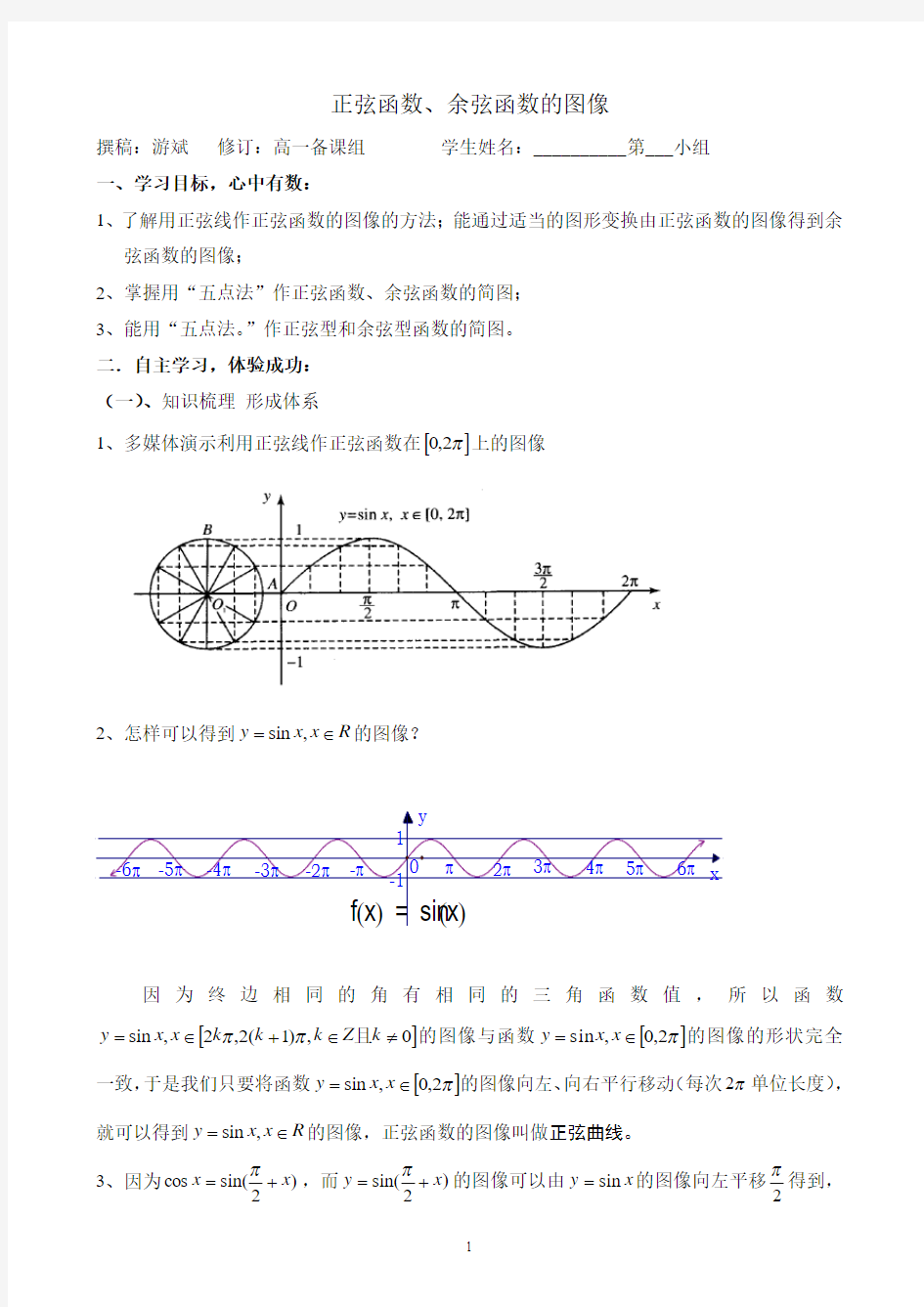 正弦函数、余弦函数的图像