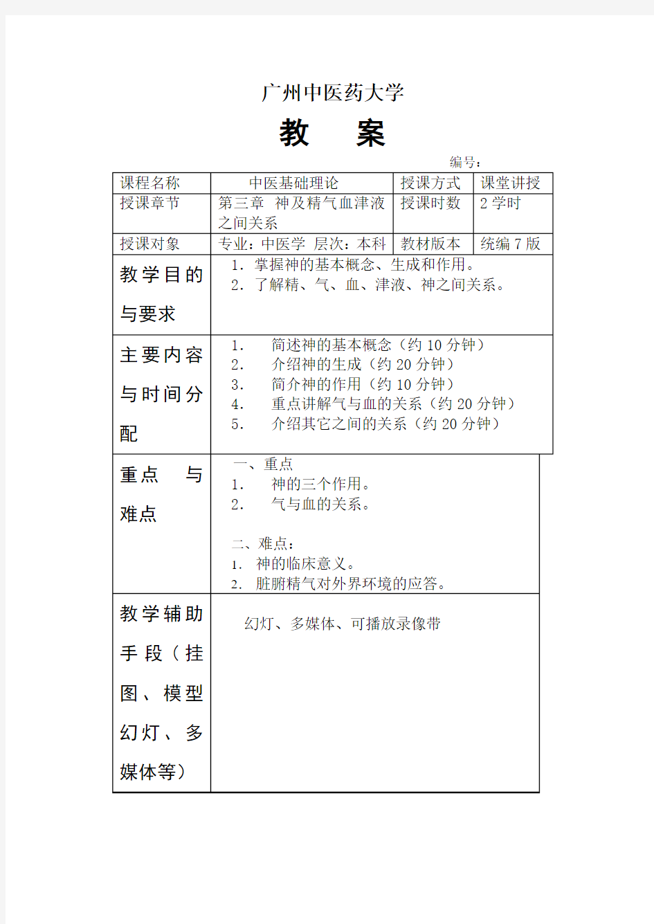 神及精气血津液之间关系