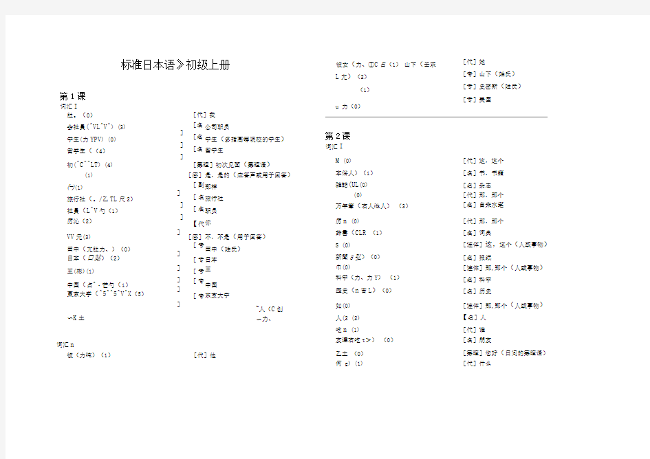 标准日语初级单词表大全