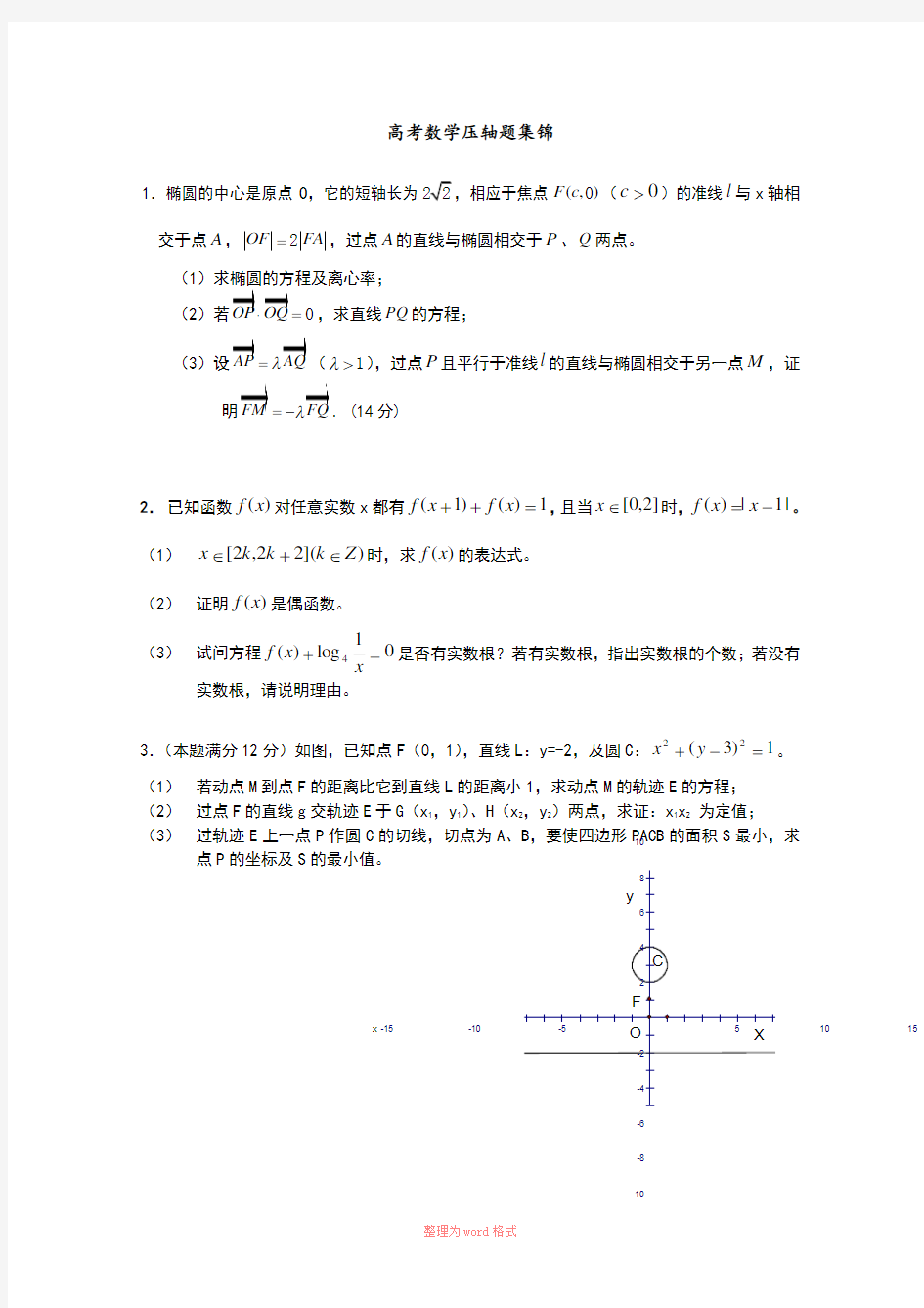 历年高考数学压轴题集锦