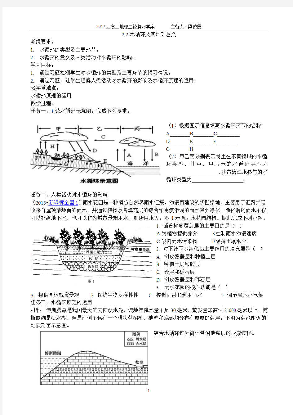 水循环及其地理意义