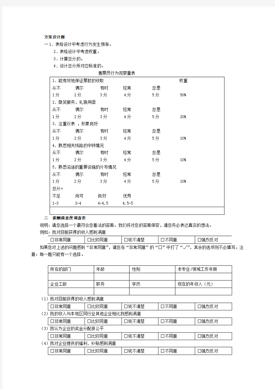 人力资源管理方案设计题