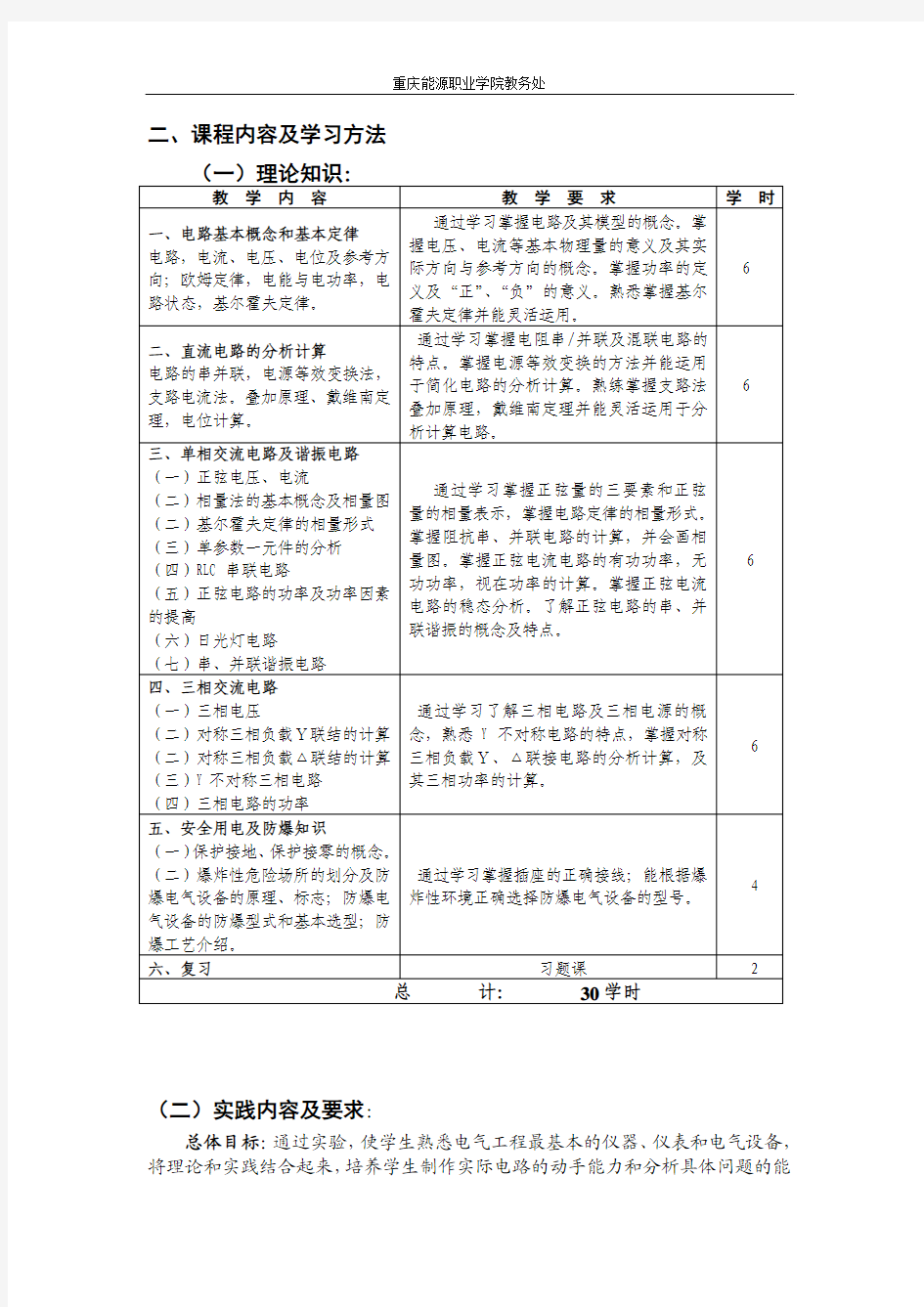 《电工学基础》教学大纲(马智刚教授)