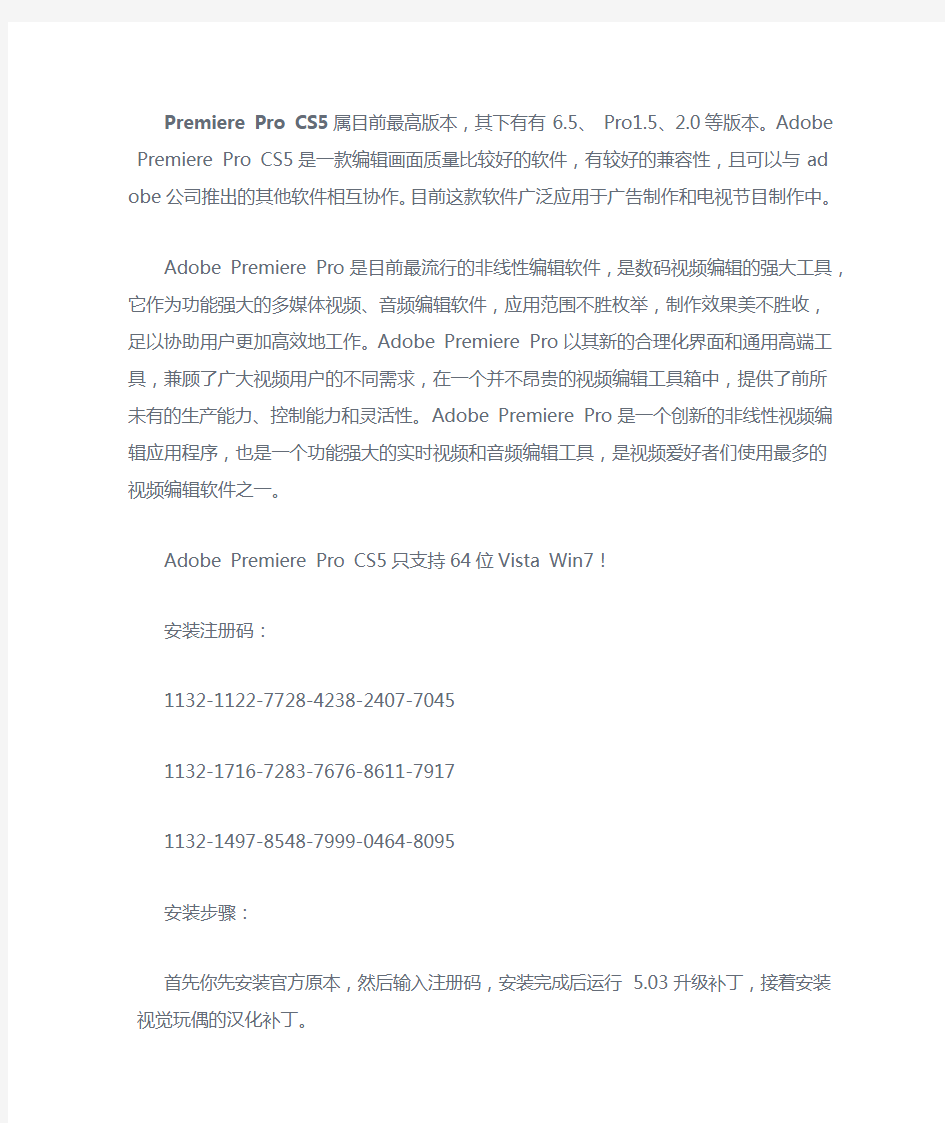 Premiere Pro CS5简体中文版带下载地址