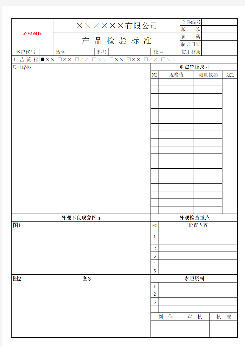 产品检验标准书格式