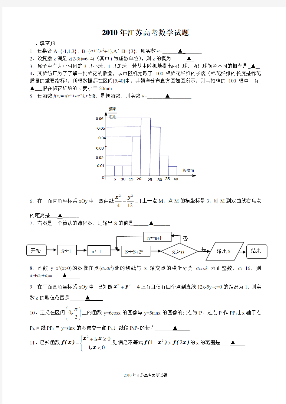 2010江苏高考数学试卷答案