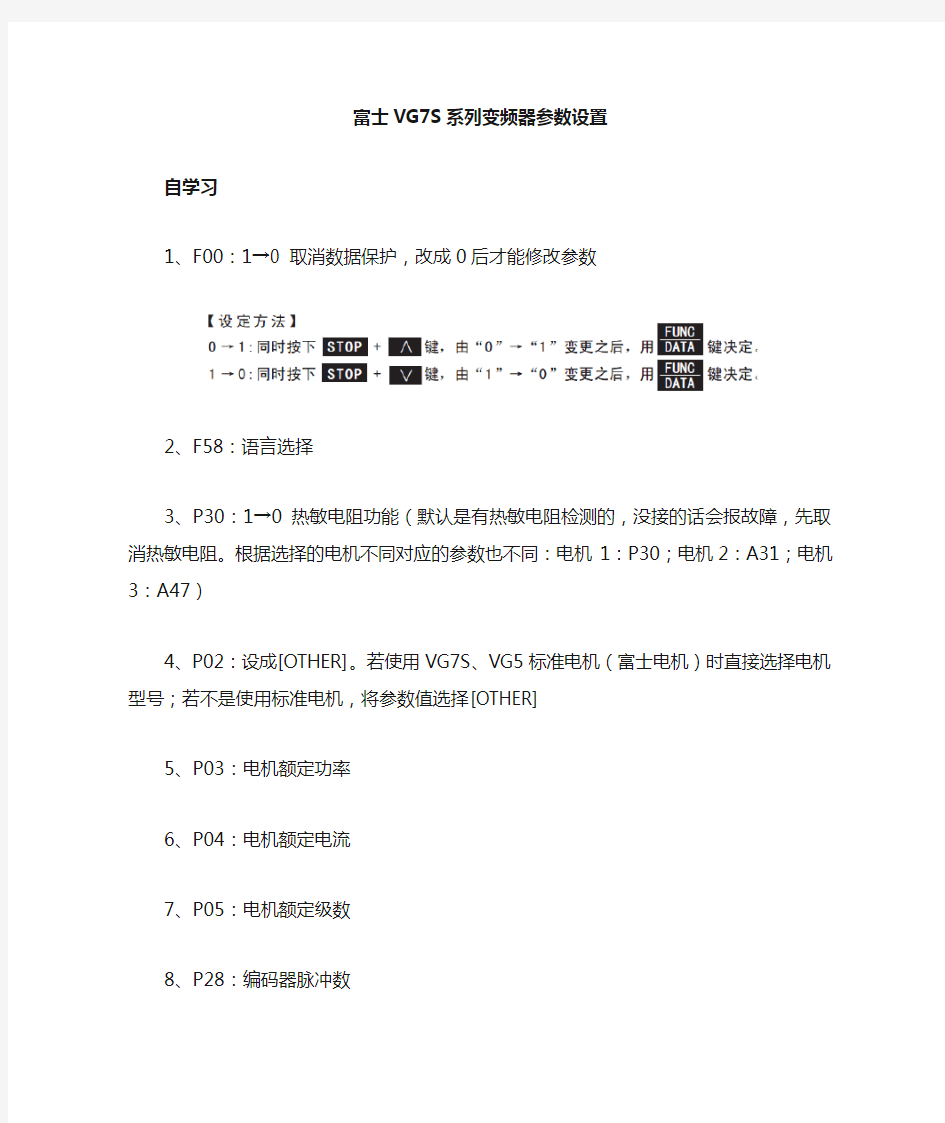 富士VG7S变频器基本调试参数