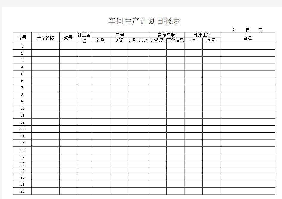 车间生产计划表单