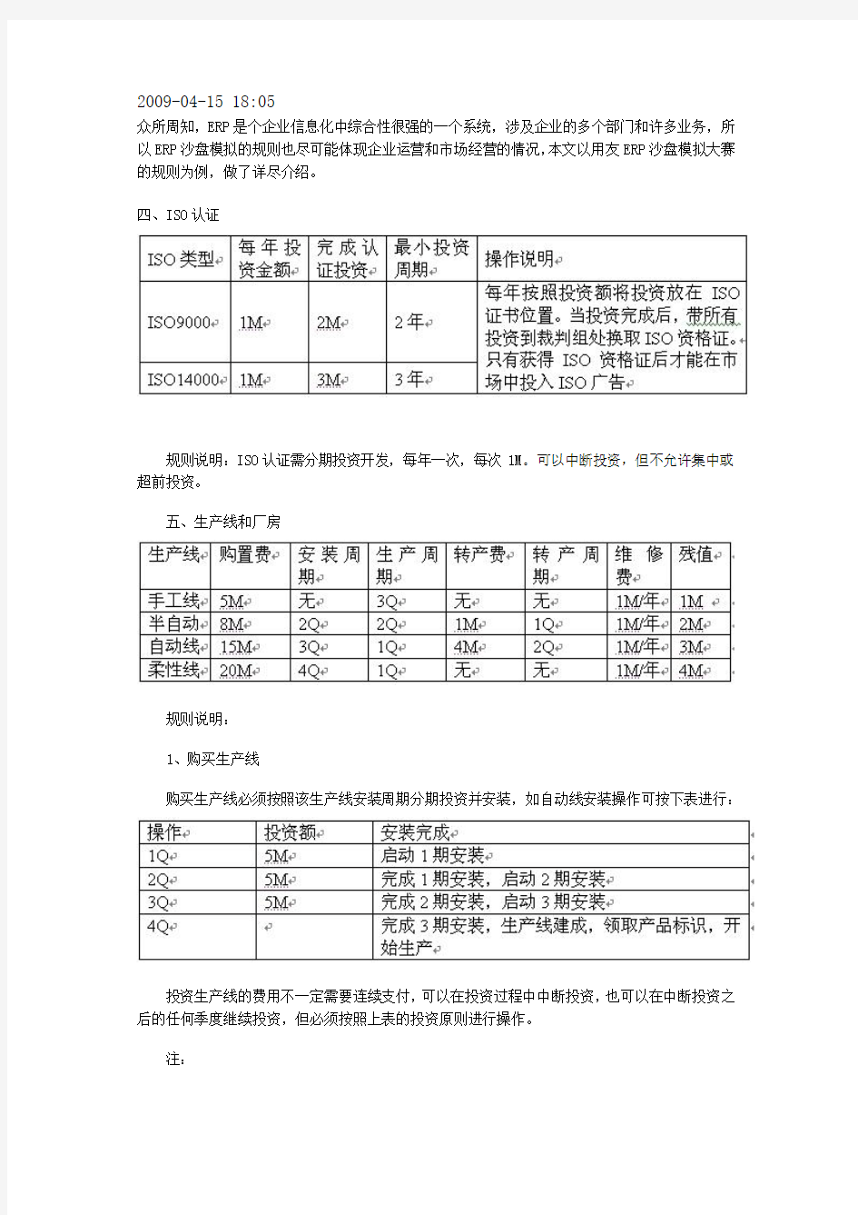 用友ERP沙盘模拟比赛规则