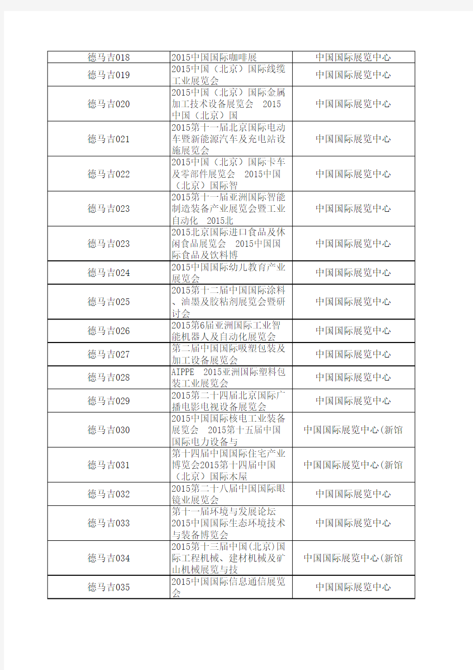 2015年中国国际展览中心最新北京展览会时间排期表