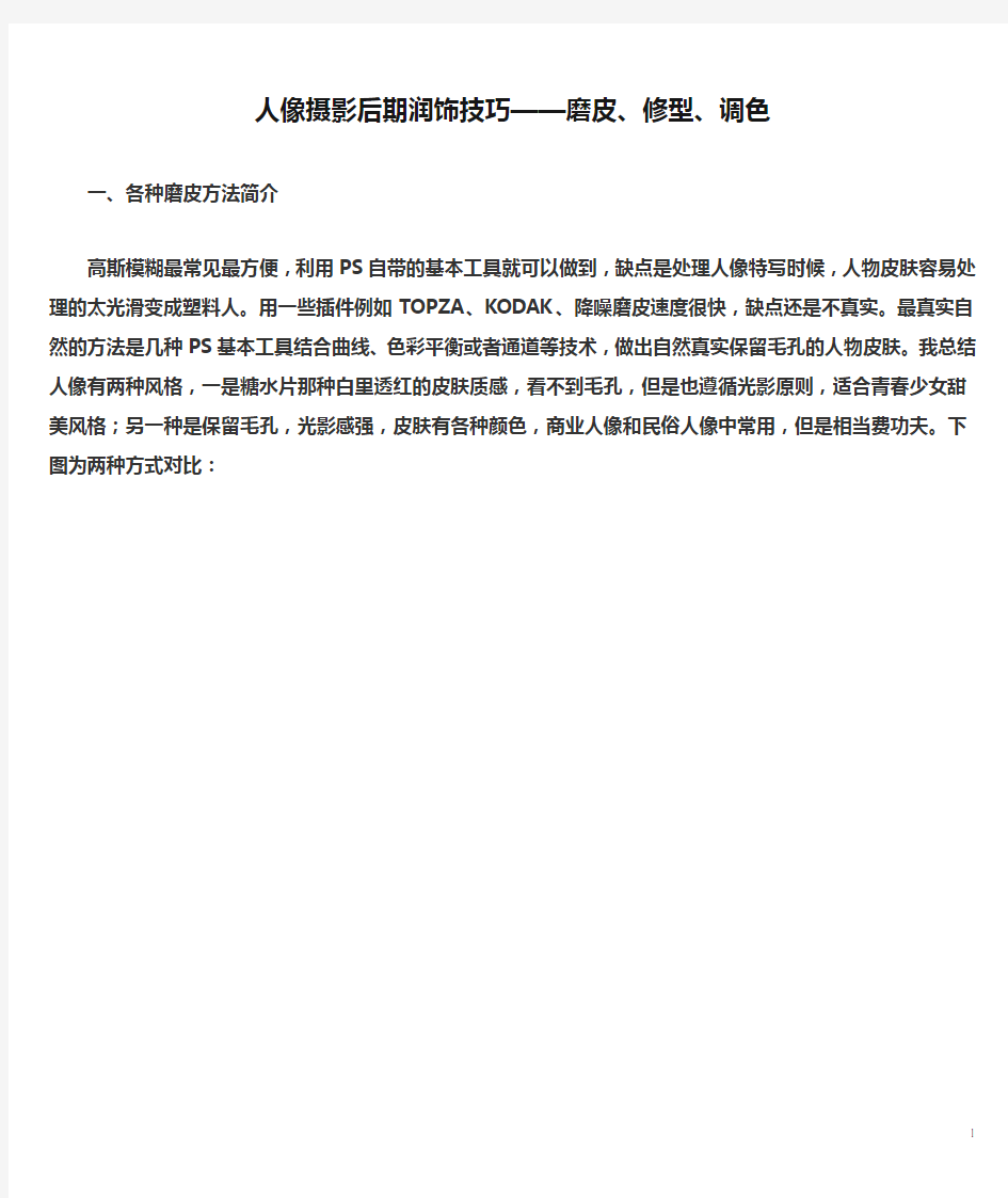 PS人像摄影后期润饰技巧——磨皮、修型、调色