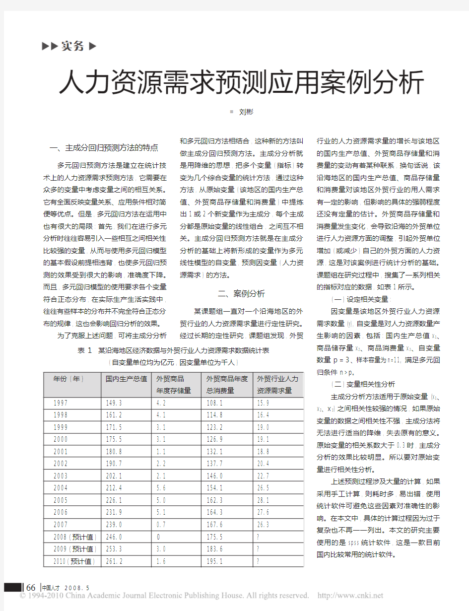 人力资源需求预测应用案例分析