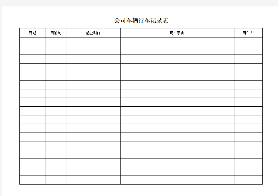 公司车辆行车记录表