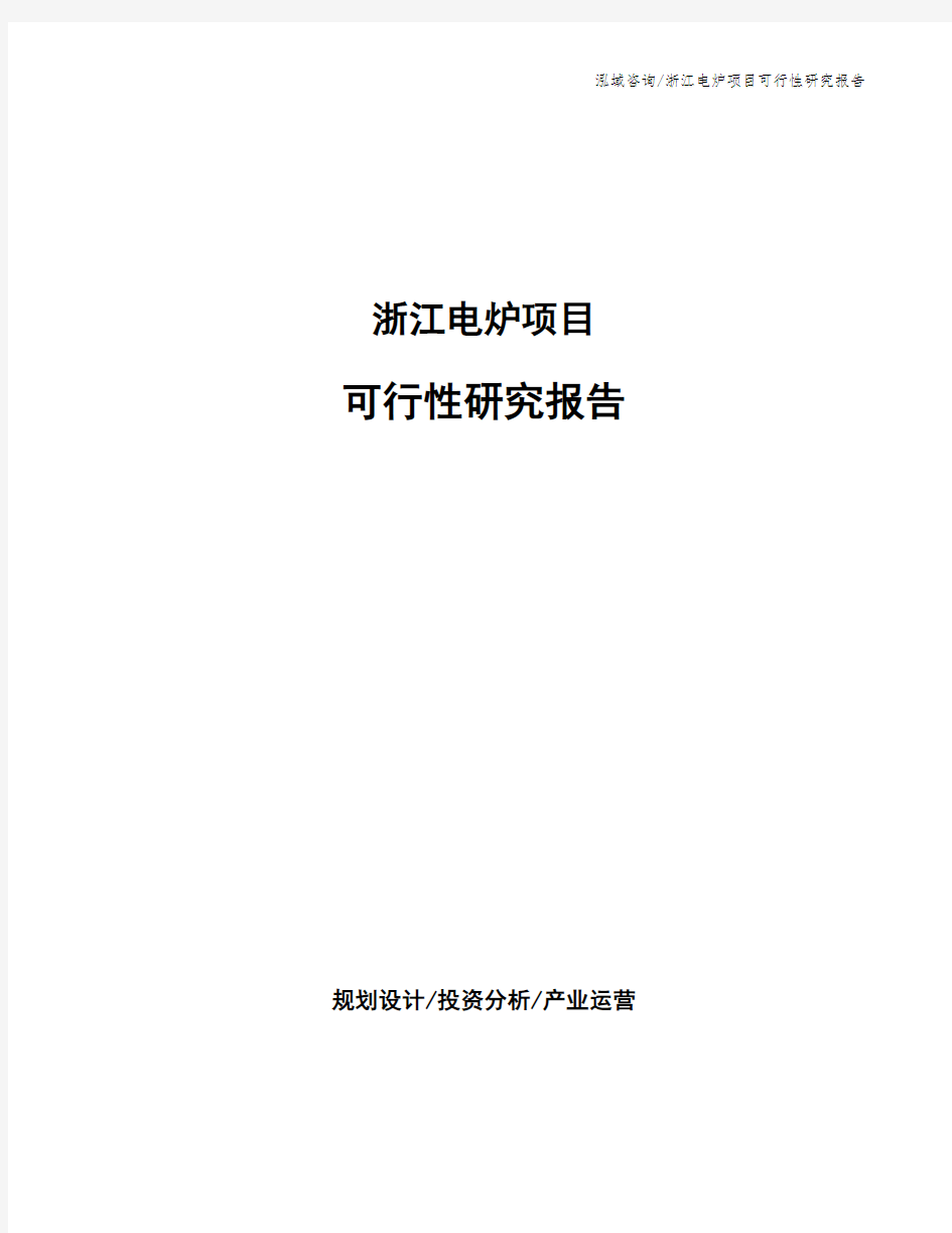 浙江电炉项目可行性研究报告